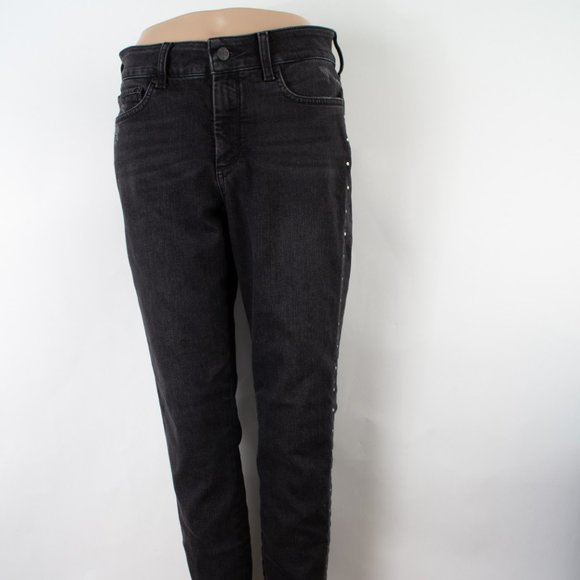 NYDJ Women's AMI Skinny Legging Velvet Jeans, Black Size 14